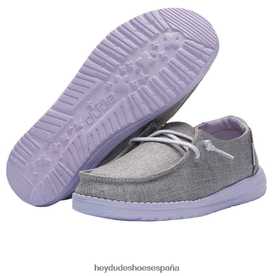 Hey Dude wendy juventud brillante gris lila niños TP4X2B193